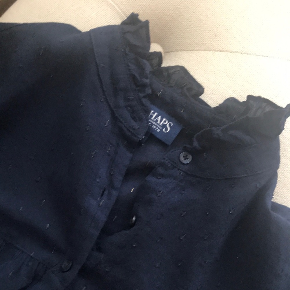 Navy Button-Up Blouse - Picture 2 of 7
